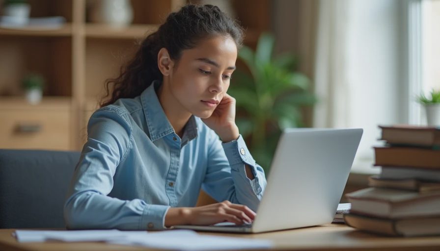 Documentary style photo of a small business manager reviewing promotional pricing and software renewal costs at a desk.